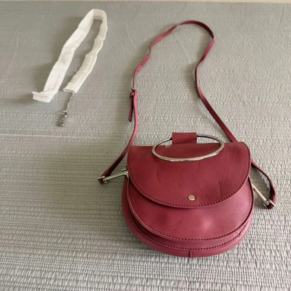 NWT Theory Women's Whitney 2.0 Bag Dusty Rose Leather Ring Handle Crossbody
